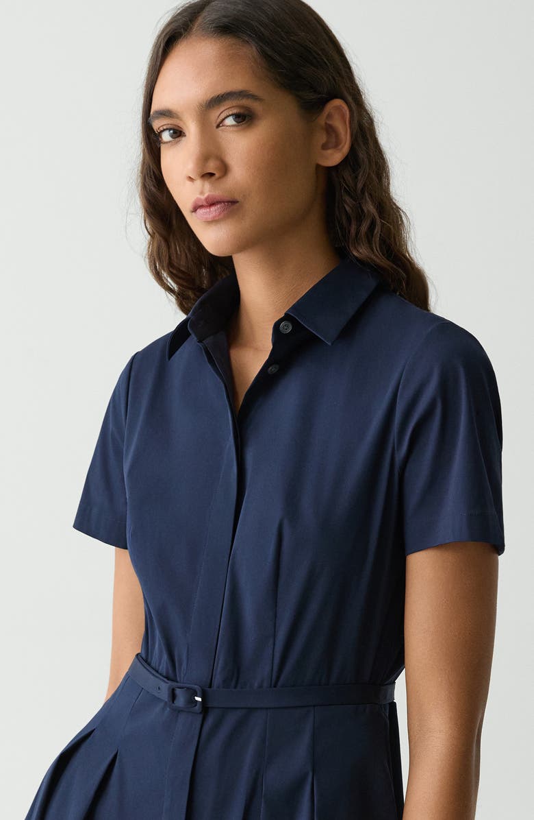 Theory Belted Cotton Blend Shirtdress, Alternate, color, Nw Nvy
