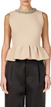 Endless Rose Embellished Knit Peplum Top