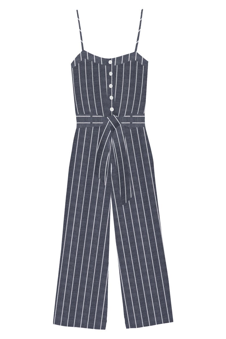 Harper Tie Waist Crop Jumpsuit, Main, color, LAPIS STRIPE
