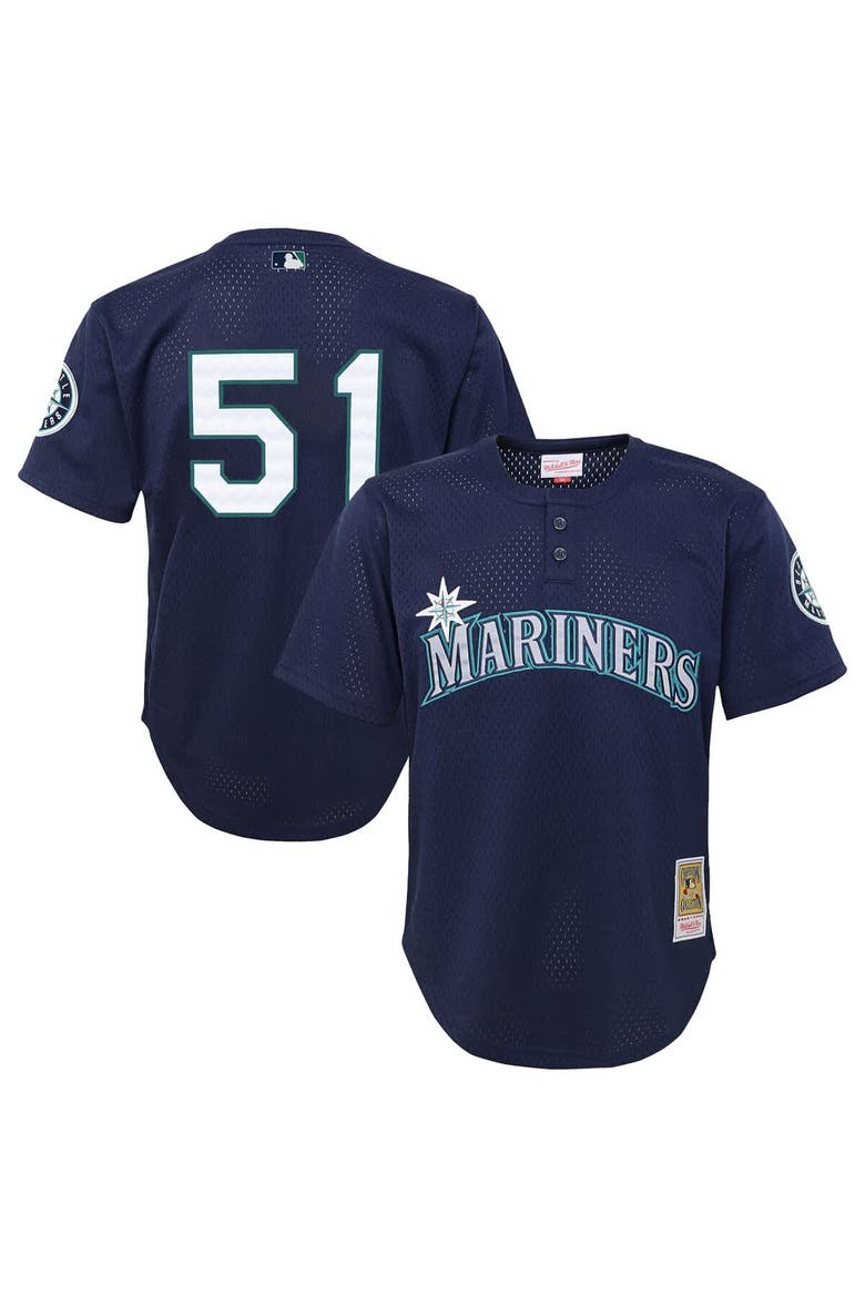 Youth Mitchell & Ness Ichiro Suzuki Navy Seattle Mariners Cooperstown Collection Mesh Batting Practice Jersey, Main, color, Navy
