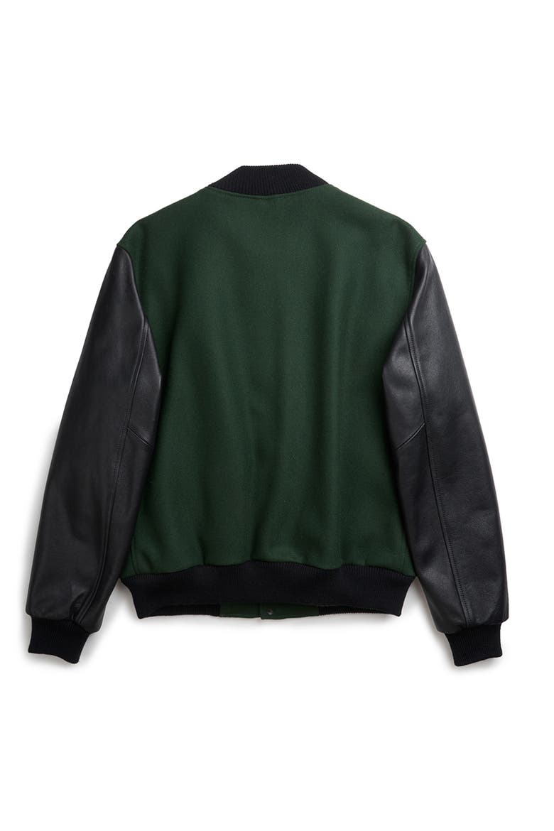 PINE VARSITY JACKET, Alternate, color, Green / Black