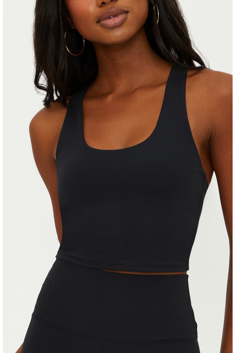 Yara Racerback Crop Top, Main, color, BLACK