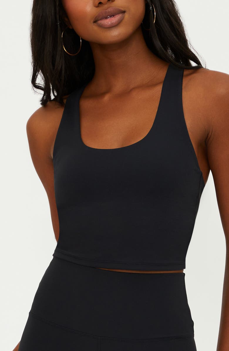 Beach Riot Yara Racerback Crop Top, Main, color, Black