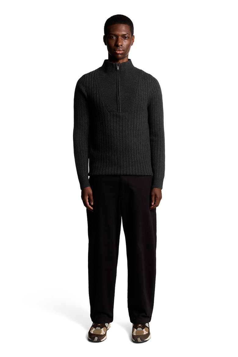 Ribbed Half Zip Sweater, Main, color, Jet Black Marl