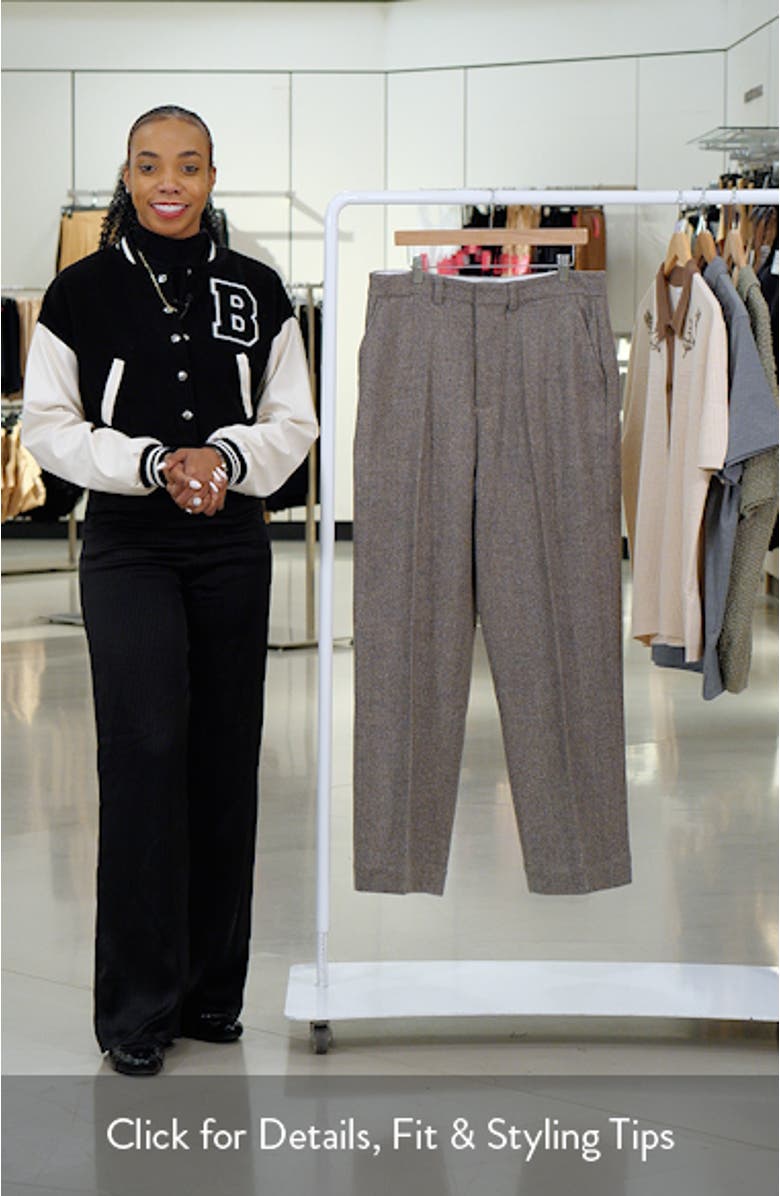 Herringbone Wool Blend Tweed Pants, sales video thumbnail