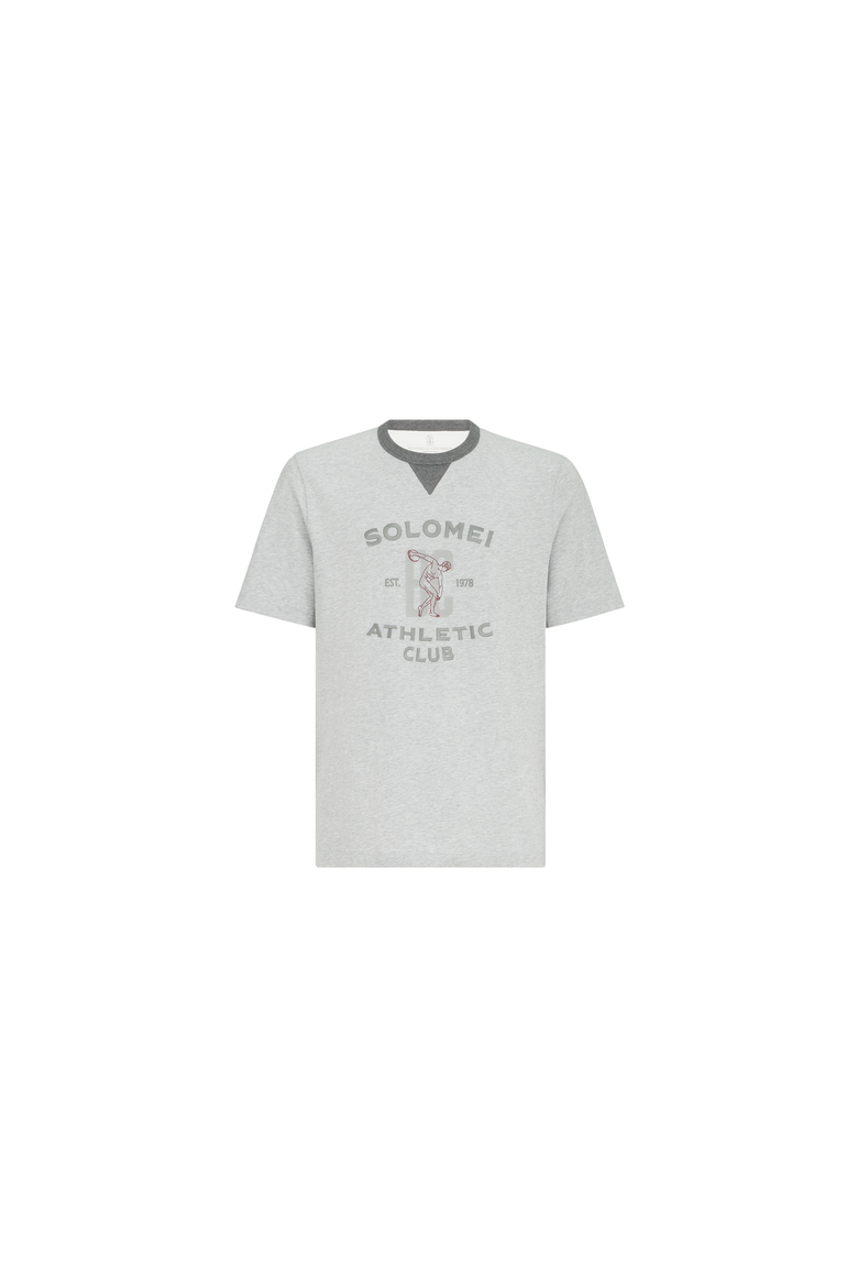 Cotton jersey crew neck T-shirt with print, Alternate, color, Grey