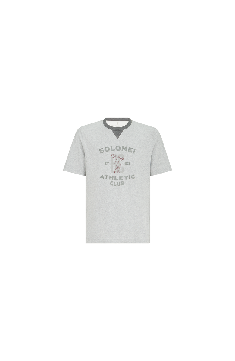 Brunello Cucinelli Cotton jersey crew neck T-shirt with print, Alternate, color, Grey