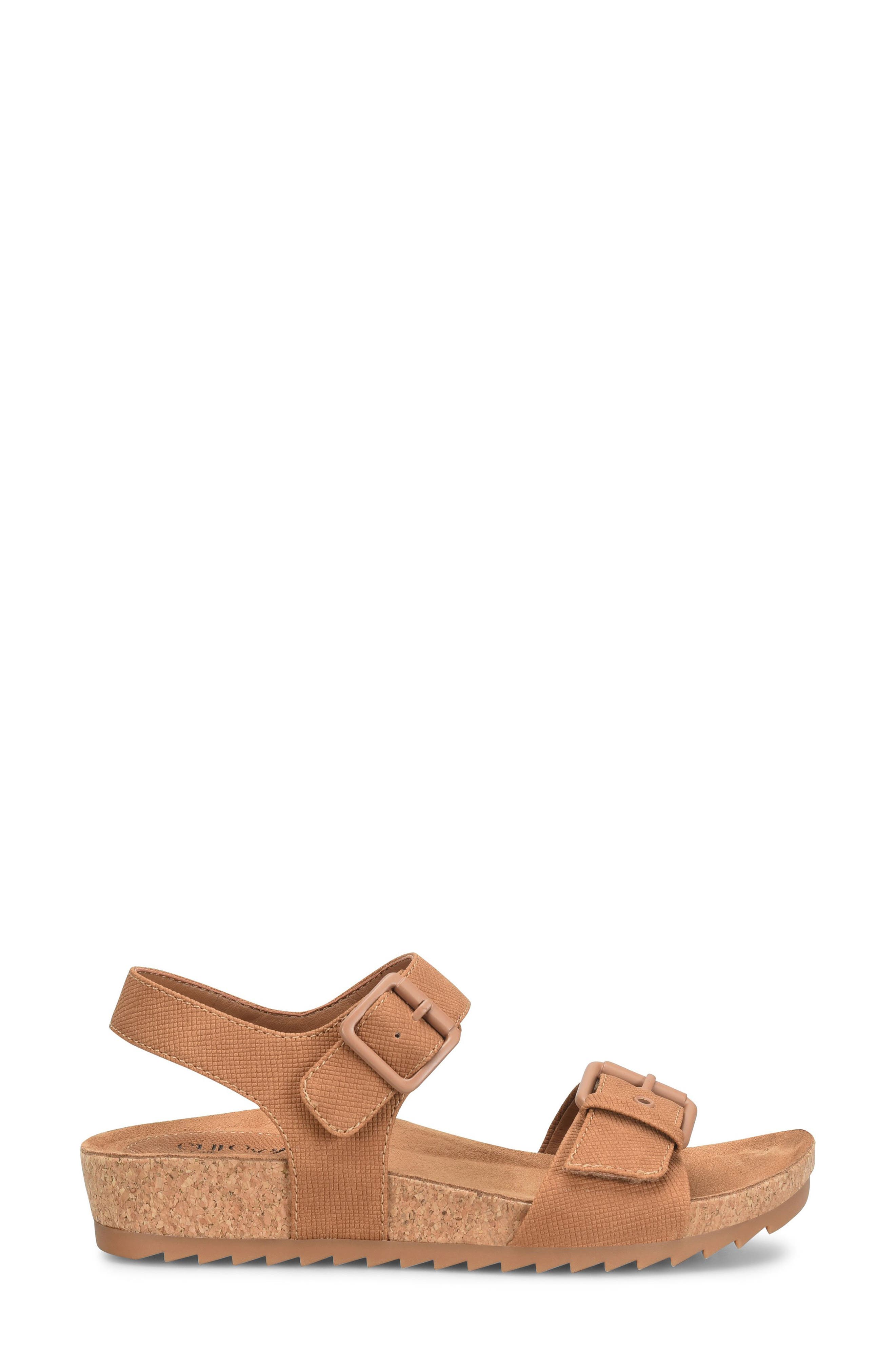 EUROSOFT Glinda Cork Wedge Sandal, Alternate, color, Cognac