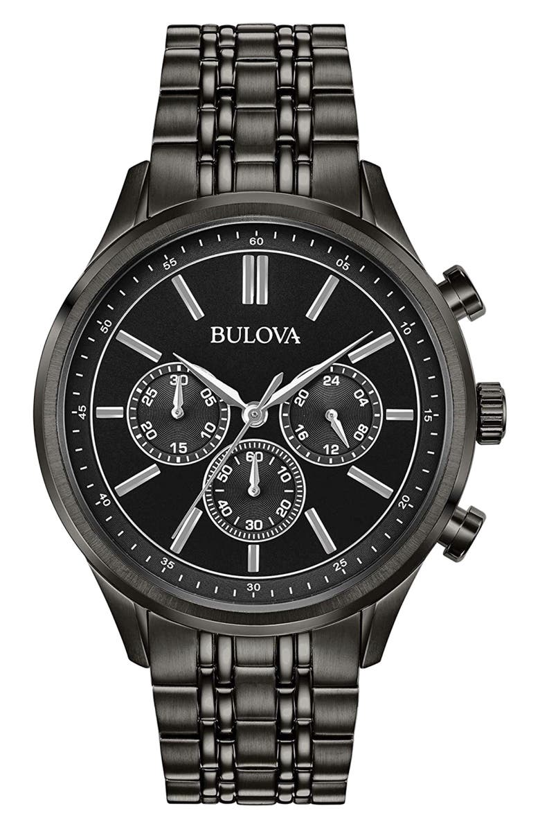BULOVA Bracelet Strap Chronograph Watch, 42mm, Main, color, Gunmetal