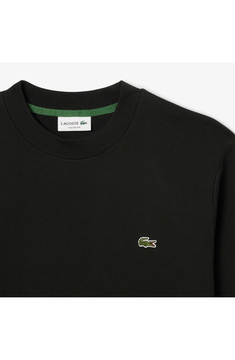Lacoste Lightweight Cotton Fleece Crewneck Sweatshirt, Alternate, color, Black