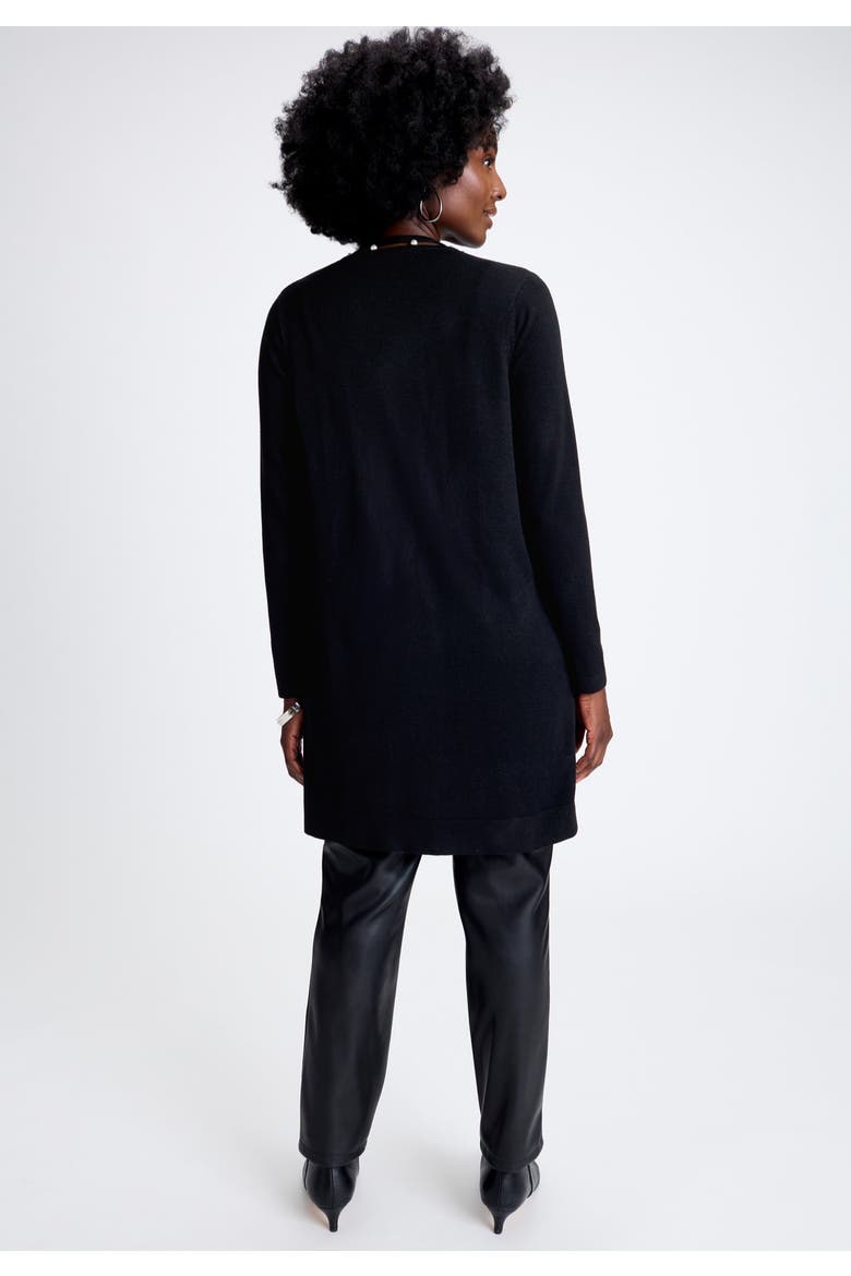 Pearl Trim Carefree Cashmere Cardigan, Alternate, color, BLACK