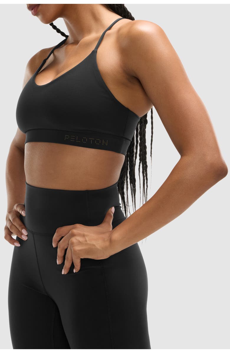 Peloton Cadent V-Neck Strappy Back Bra, Alternate, color, Black