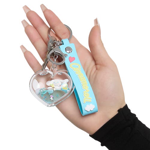 Hello Kitty Cinnamoroll Heart Liquid Keychain In Blue