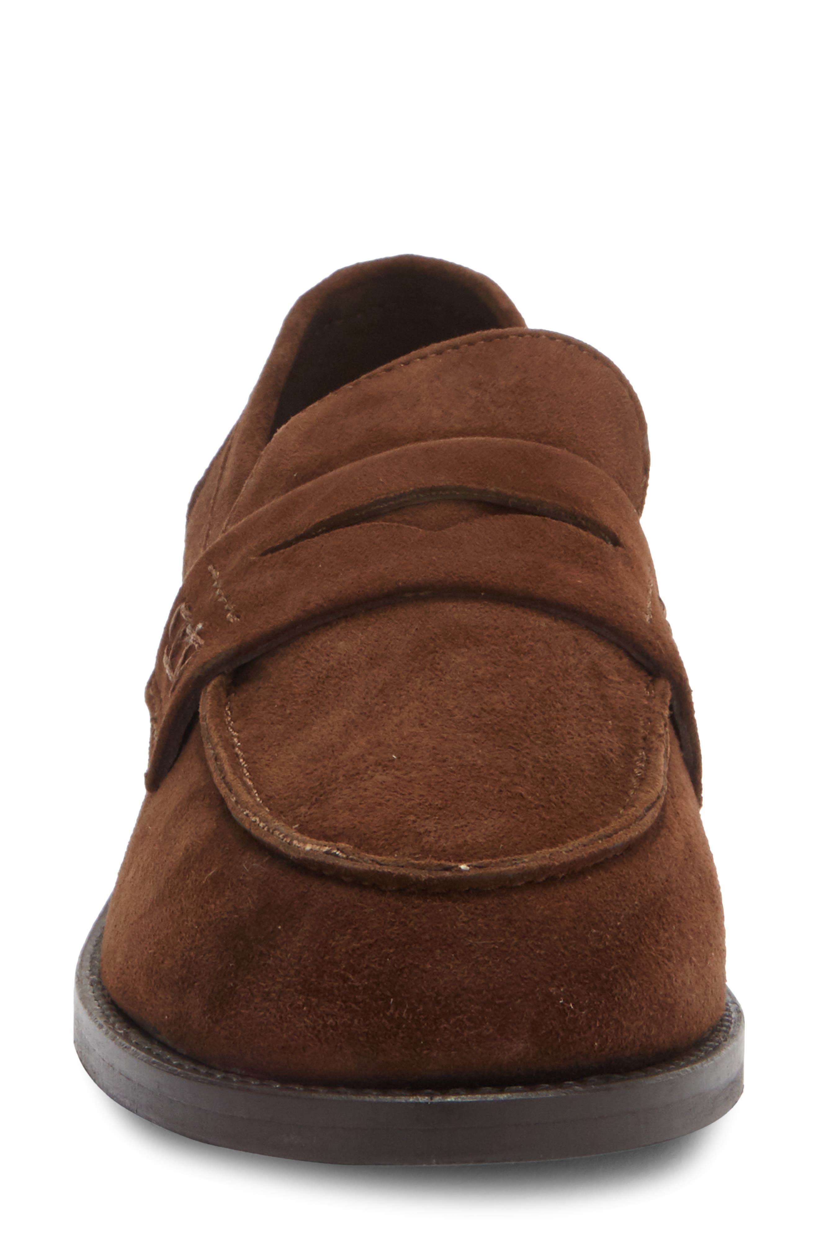 Studentz Penny Loafer, Alternate, color, DARK BROWN SUEDE
