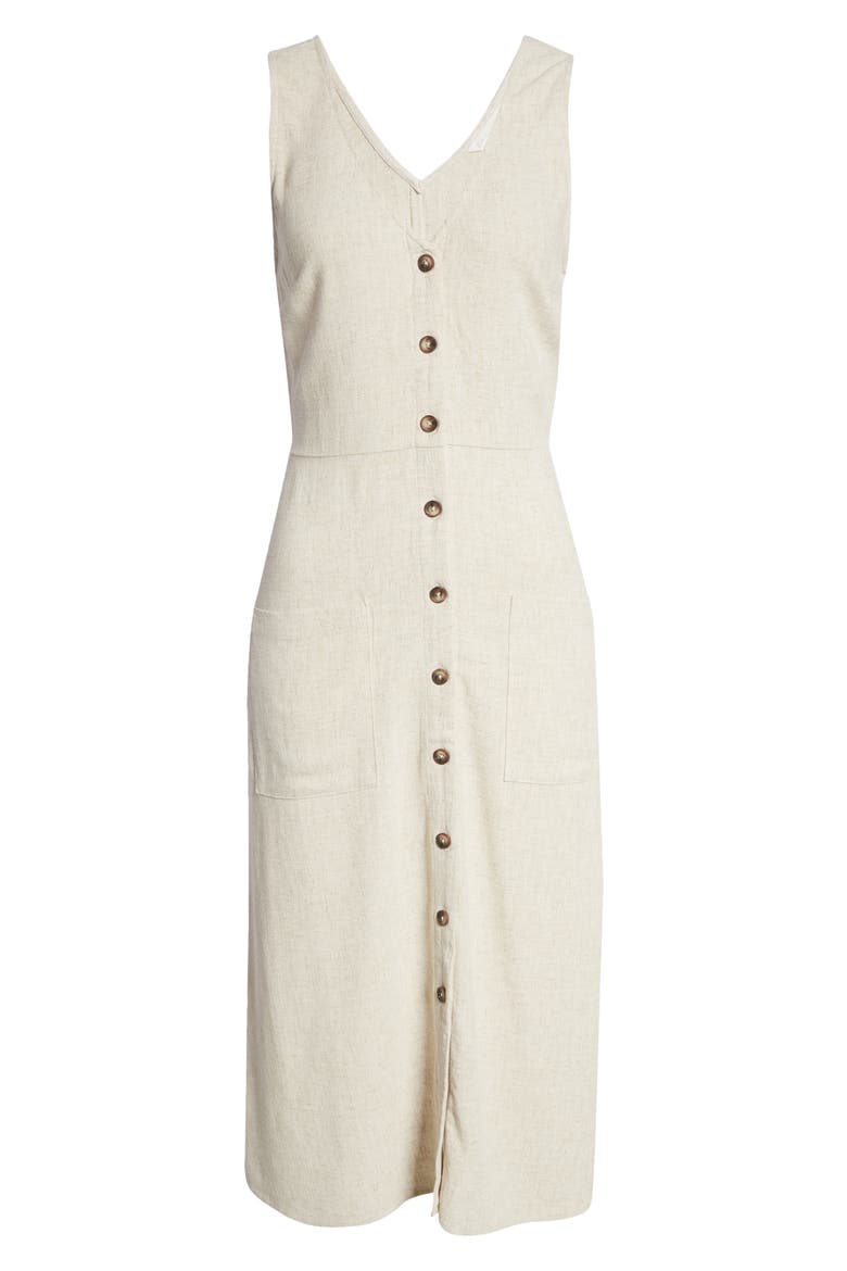 Button-Up Tank Midi Dress, Alternate, color, IVORY BIRCH