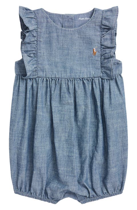 Chambray Ruffle Bubble Romper (Baby)