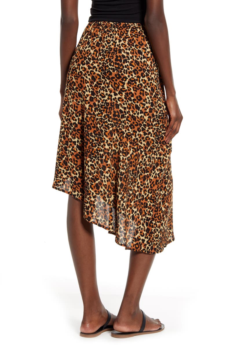 Band of Gypsies Bronzite Asymmetrical Leopard Print Skirt, Alternate, color, 