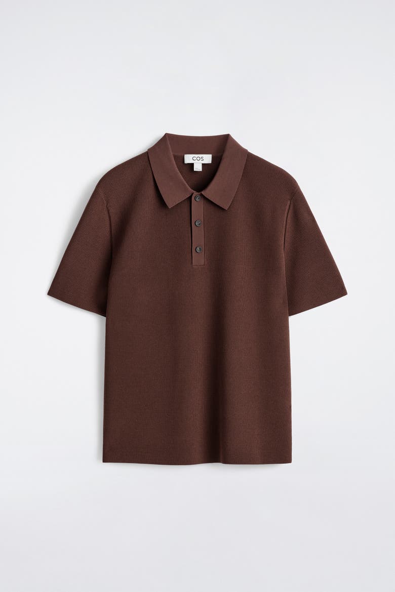 Slim Ribbed Bouclé-Knit Polo Shirt, Alternate, color, RUST