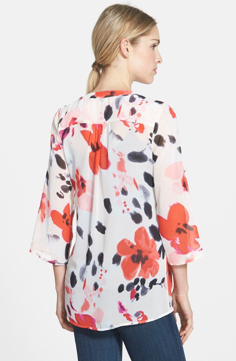 Chaus 'Fanciful Floral' Roll Sleeve Pintuck Blouse, Alternate, color, 