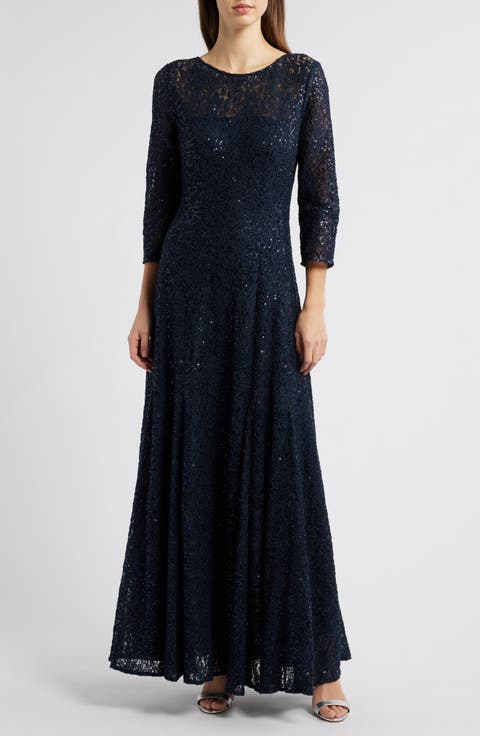 Sequin Lace A-Line Gown
