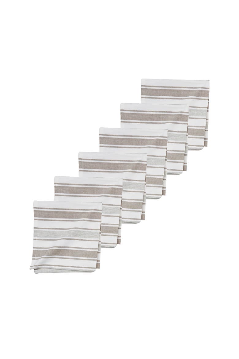 Chandler Stripe Clay Cloth Napkin, Set of 6, Alternate, color, Brown