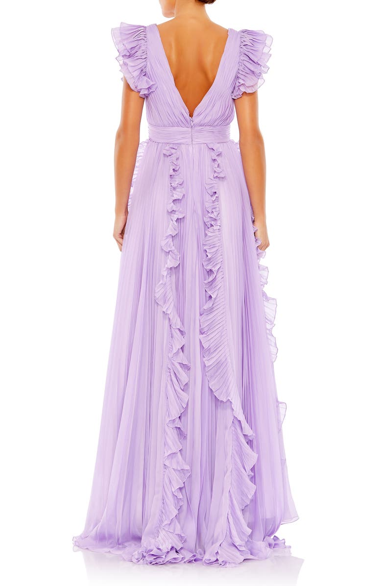 Mac Duggal Pleated Ruffle Cap Sleeve Chiffon Gown, Alternate, color,