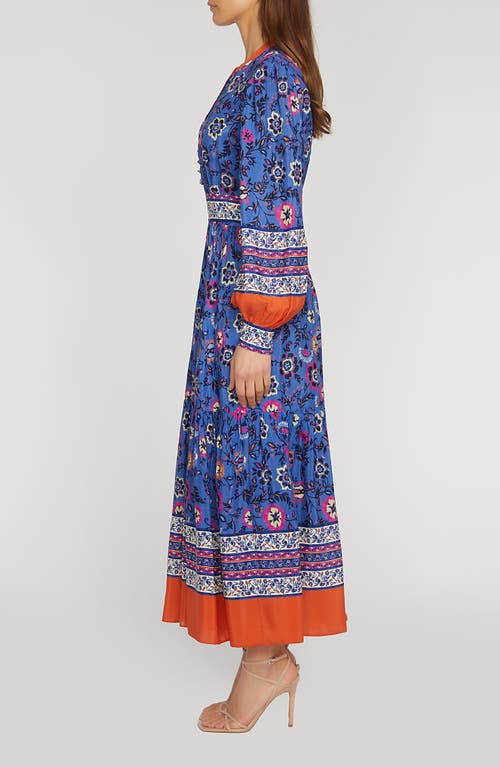 Elie Tahari Annaleise Floral Long Sleeve Tiered Dress In Twilight Jarden Placed Print