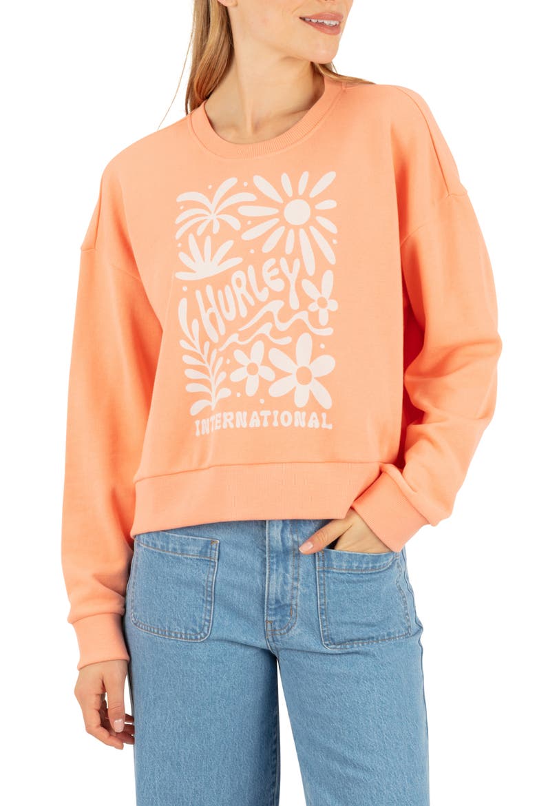 Flourish Graphic Boxy Sweatshirt, Main, color, PAPAYA PUNCH