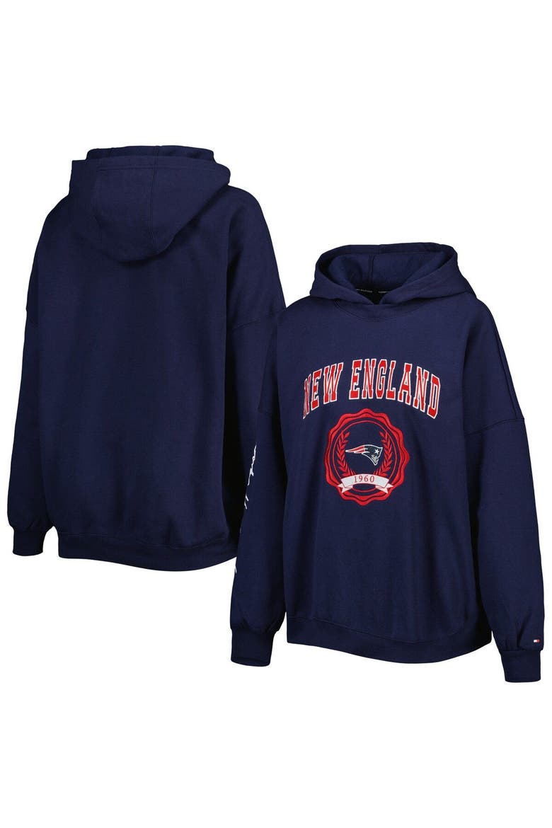 Women's Tommy Hilfiger Navy New England Patriots Becca Drop Shoulder Pullover Hoodie, Main, color, Navy
