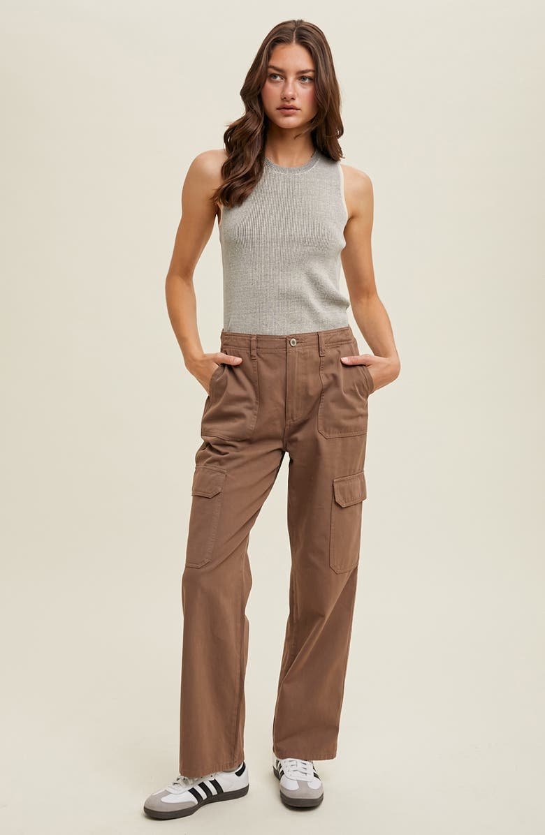 WISHLIST Straight Leg Cargo Pants, Alternate, color, Mocha