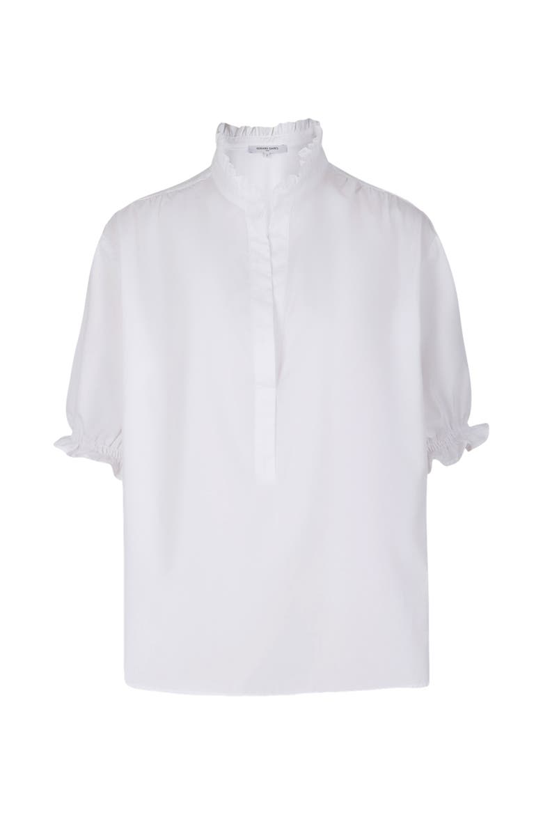 Annyr Ruffled Mandarin Collar Blouse, Alternate, color, White