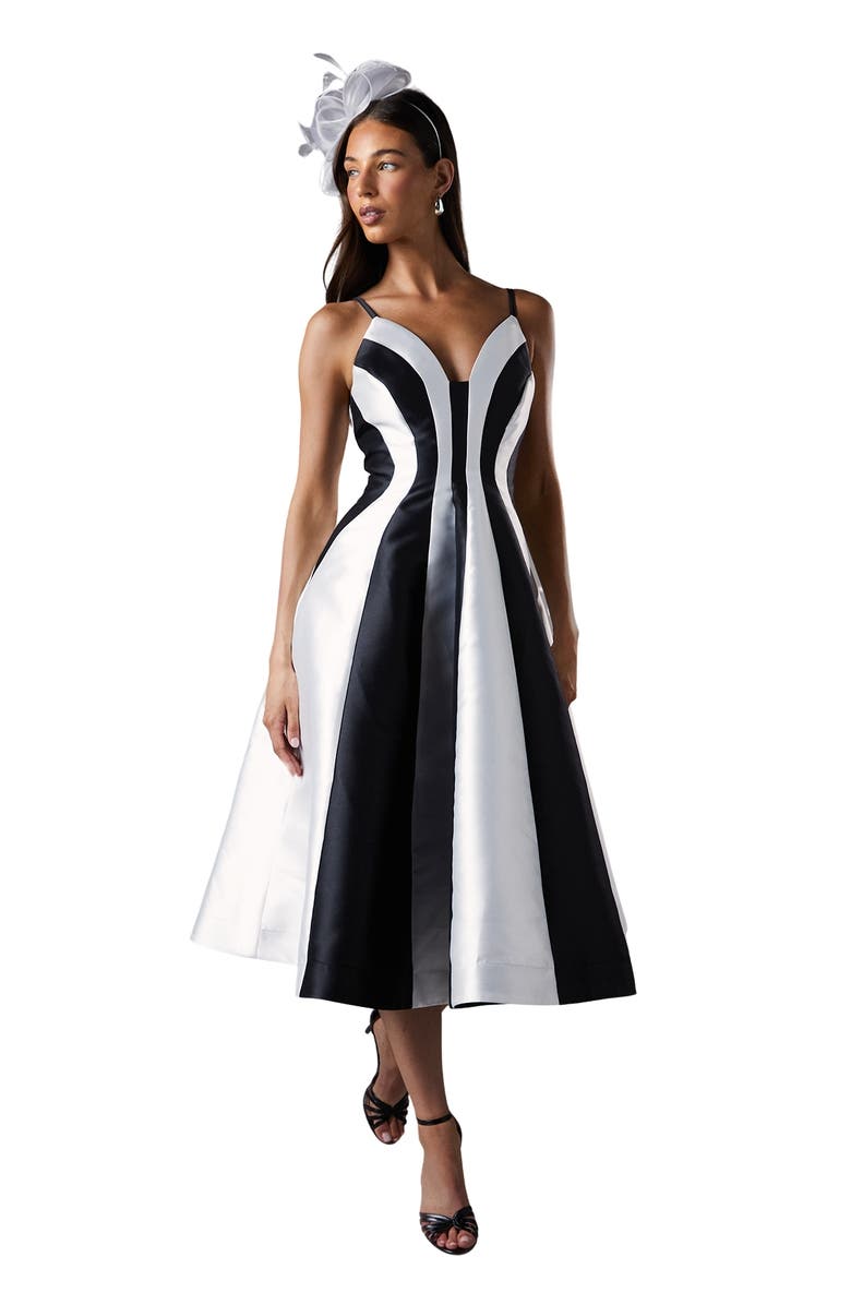 Coast Midi Contrast Panel Dress, Main, color, Mono