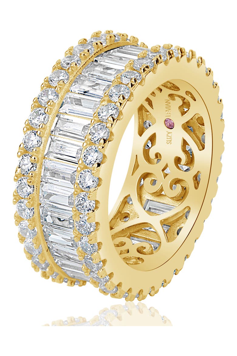 14K Gold Vermeil CZ Eternity Band Ring, Alternate, color, GOLD