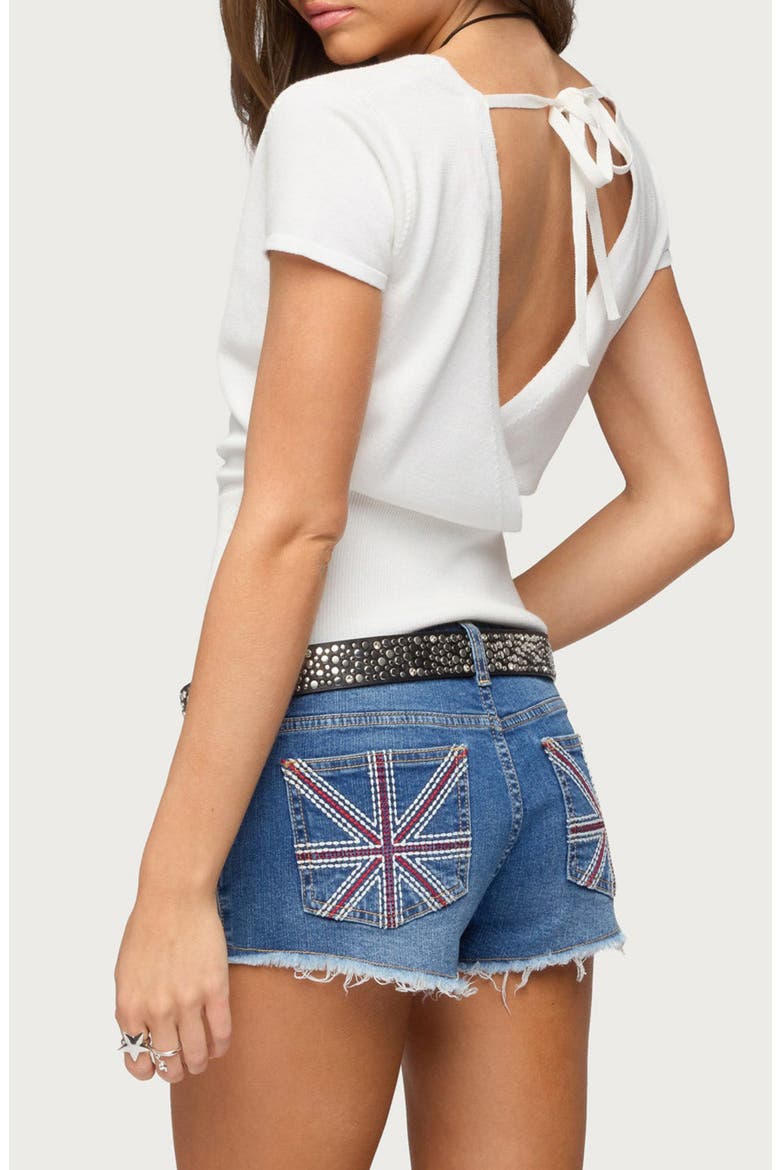 Vaila Tie Back Crop Knit Top, Alternate, color, WHITE