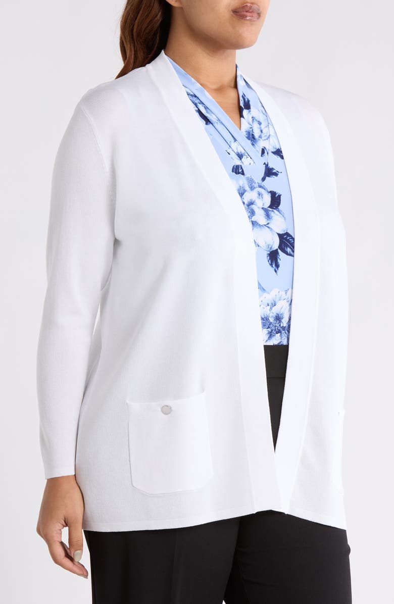 Anne Klein Malibu Open Front Cardigan, Alternate, color, Crisp White