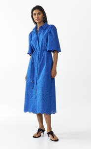 H&M Eyelet-embroidered cotton shirt dress