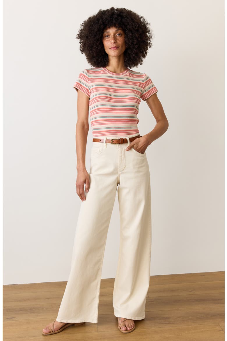 Lexi Sun-In Stripe Crewneck Rib T-Shirt, Alternate, color, RED MULTI STRIPE