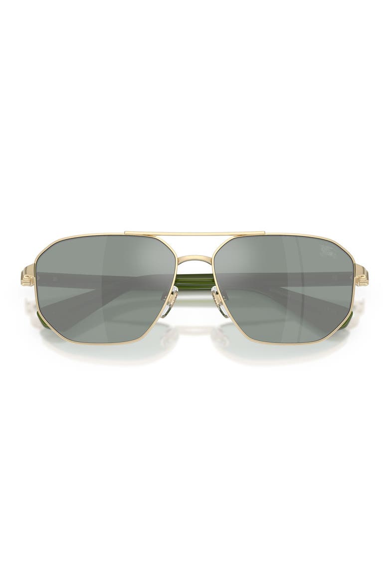 60mm Pilot Sunglasses, Alternate, color, LIGHT GOLD / GREEN SILVER
