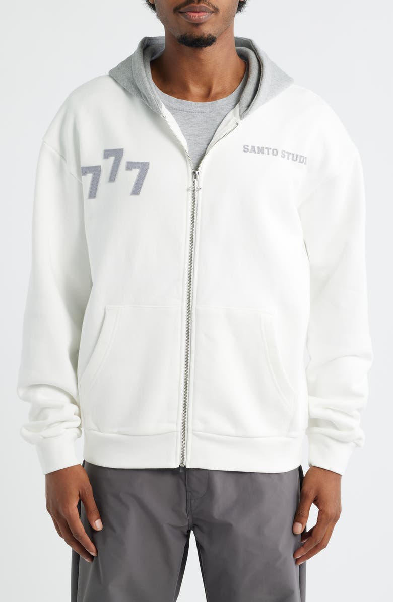 SANTO STUDIO Fortunata Zip Hoodie, Alternate, color, White