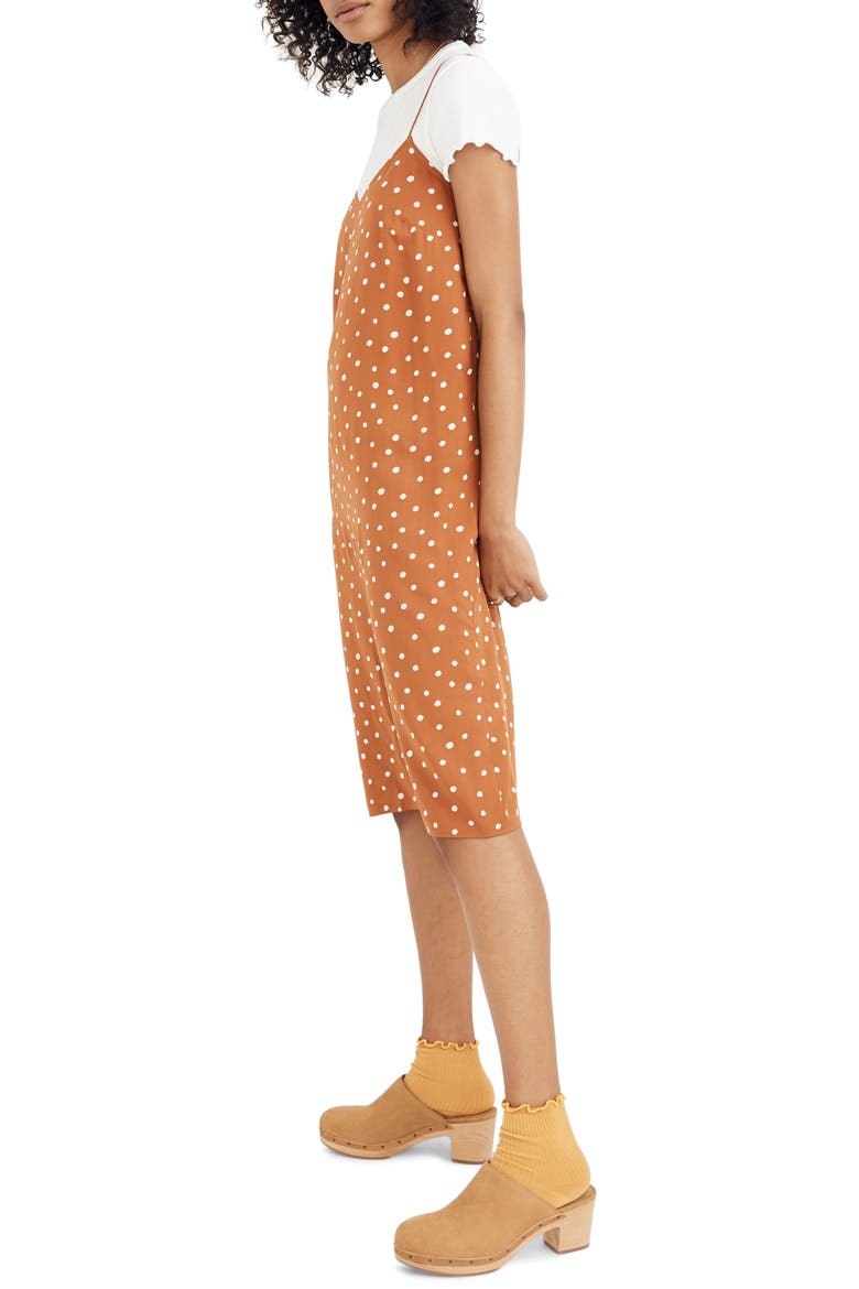 Inkspot Dots Cami Slipdress, Alternate, color, BURNT CLAY