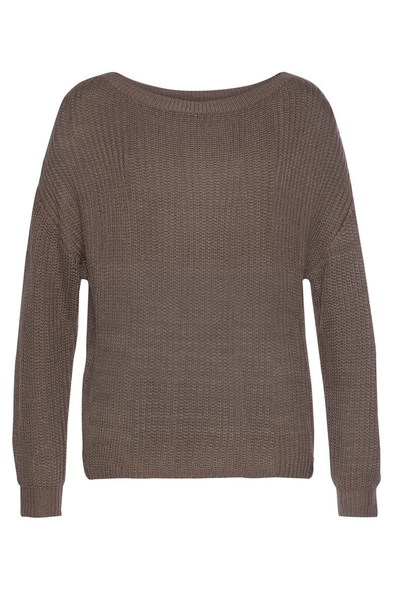 Knitted Long Sleeve Sweater, Alternate, color, Brown
