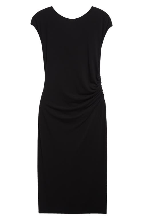 Emporio Armani Ruched Sheath Dress In Solid Black