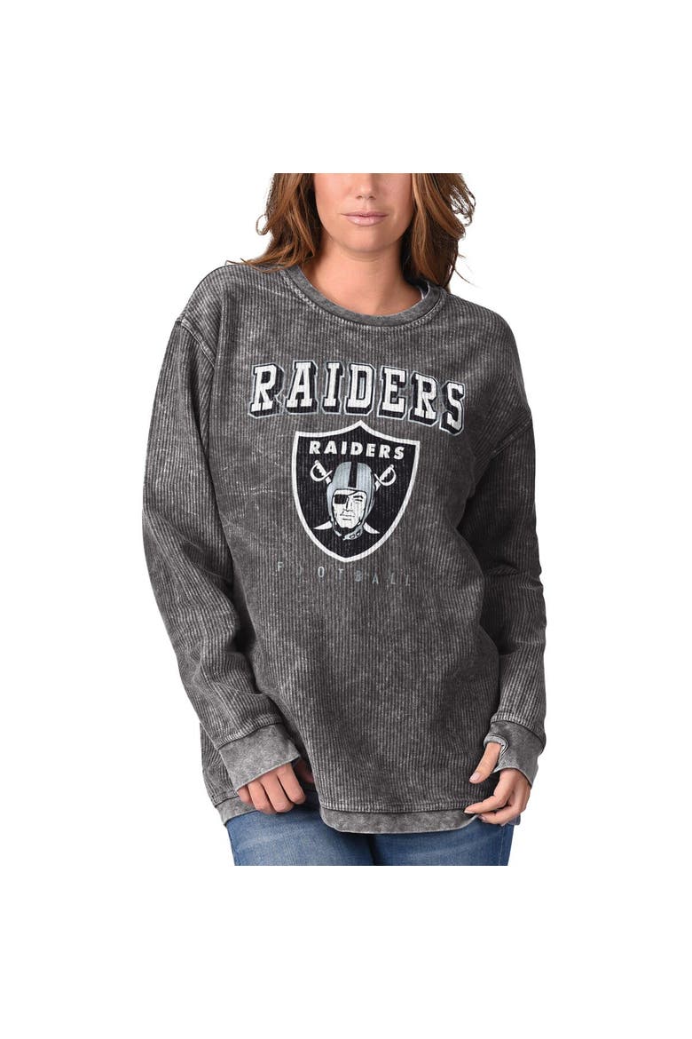 Women's G-III 4Her by Carl Banks Black Las Vegas Raiders Comfy Cord Pullover Sweatshirt, Alternate, color, Black