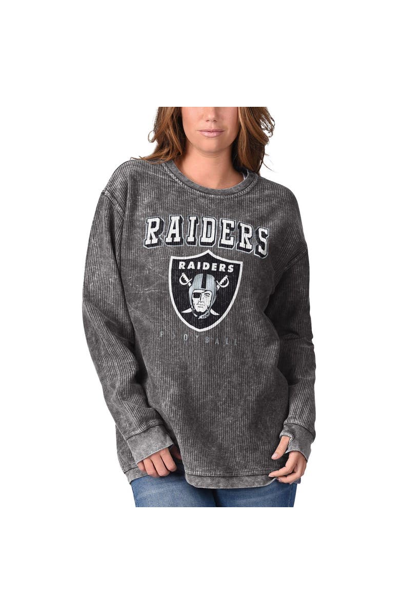 G-III 4HER BY CARL BANKS Women's G-III 4Her by Carl Banks Black Las Vegas Raiders Comfy Cord Pullover Sweatshirt, Alternate, color, Black