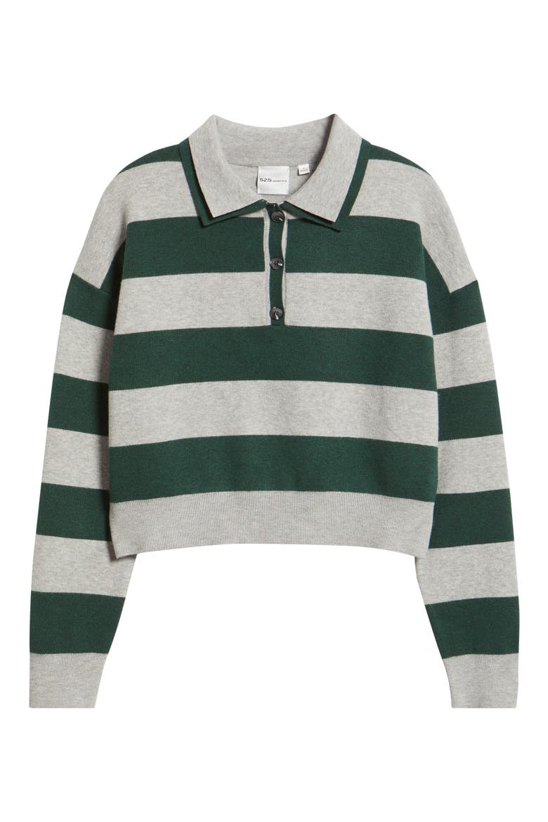 Rugby Stripe Double Collar Long Sleeve Polo, Alternate, color, GREY MIST HEATHER MULTI