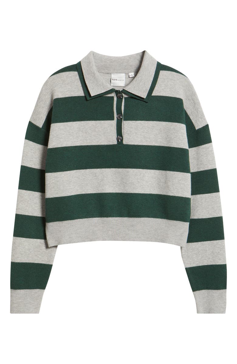 525 america Rugby Stripe Double Collar Long Sleeve Polo, Alternate, color, Grey Mist Heather Multi