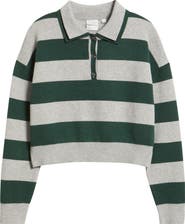 525 America Rugby Stripe Double Collar Long Sleeve Polo
