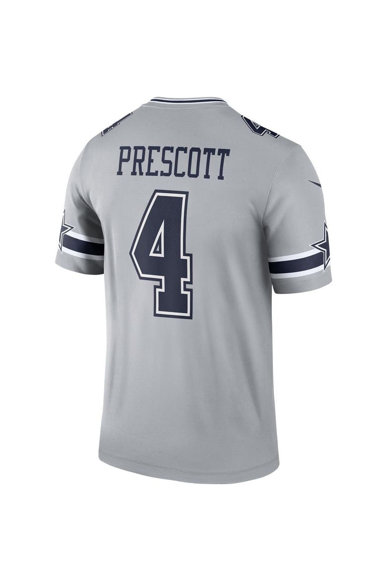 Men's Nike Dak Prescott Silver Dallas Cowboys Inverted Legend Jersey, Alternate, color, Gray