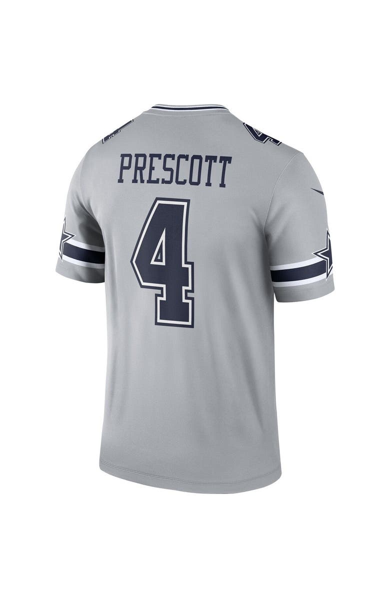 Nike Men's Nike Dak Prescott Silver Dallas Cowboys Inverted Legend Jersey, Alternate, color, Gray