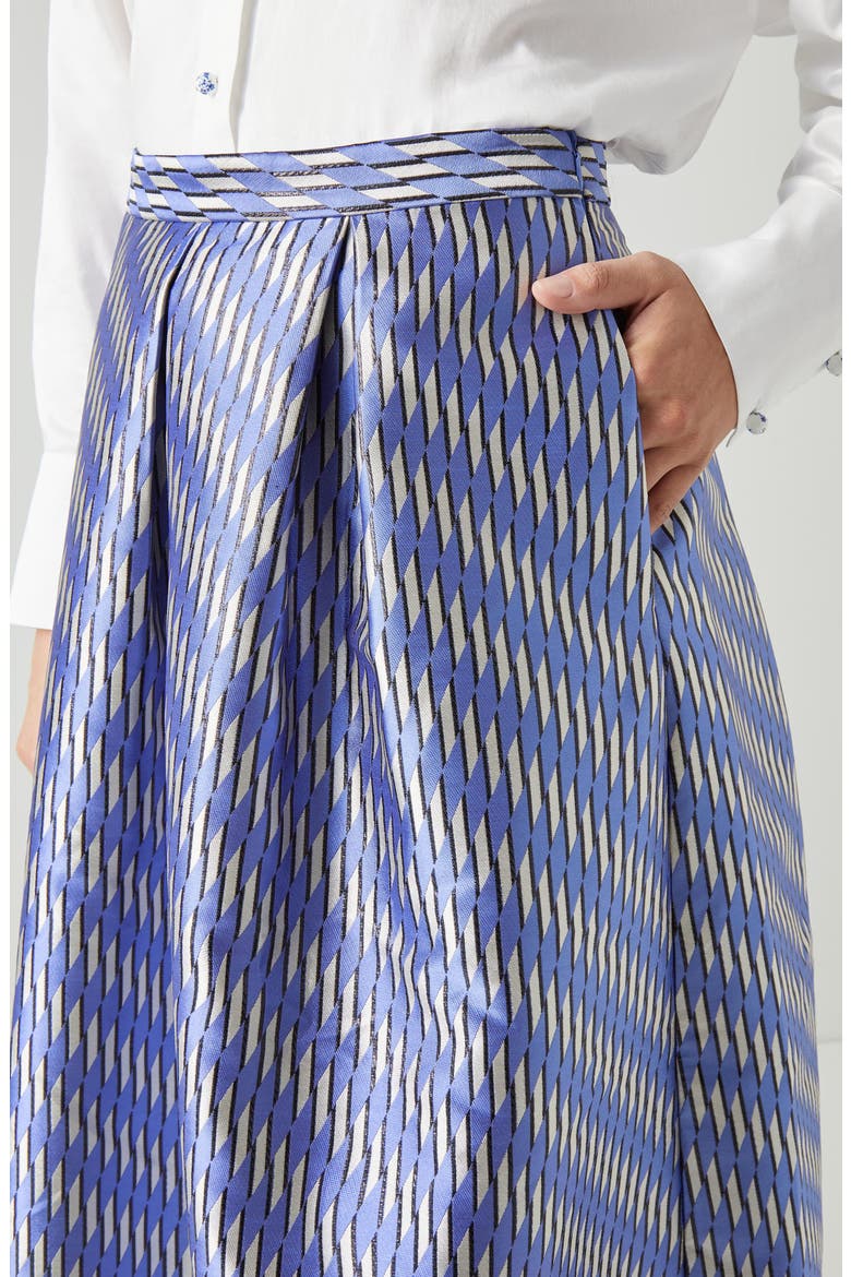 Olsen Metallic Pleated Midi Skirt, Alternate, color, BLUE